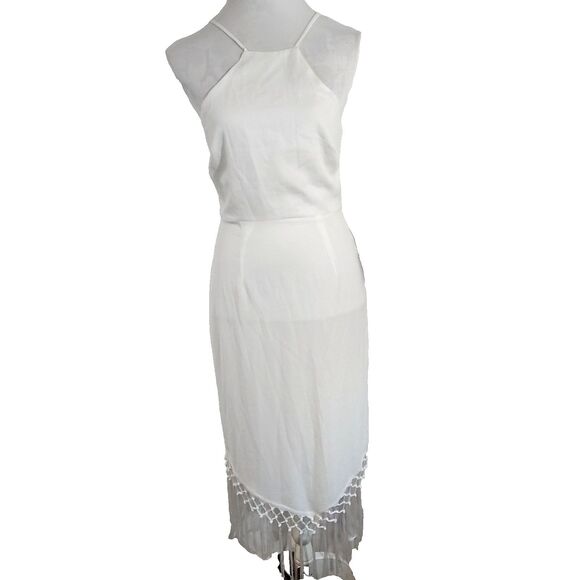Lulus Fringe Dress Size Small Sleeveless White Adjustable Spaghetti Strap NWT - Picture 1 of 14
